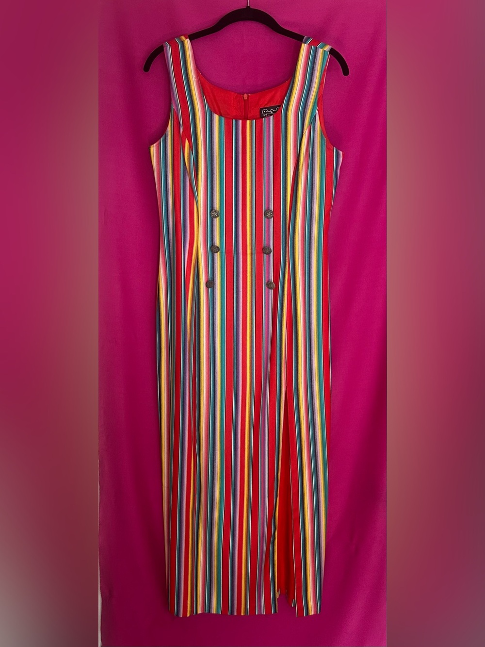 Cynthia Rowley Serape Stripe Maxi Dress Vintage Early 1990’s - Picture 1 of 7